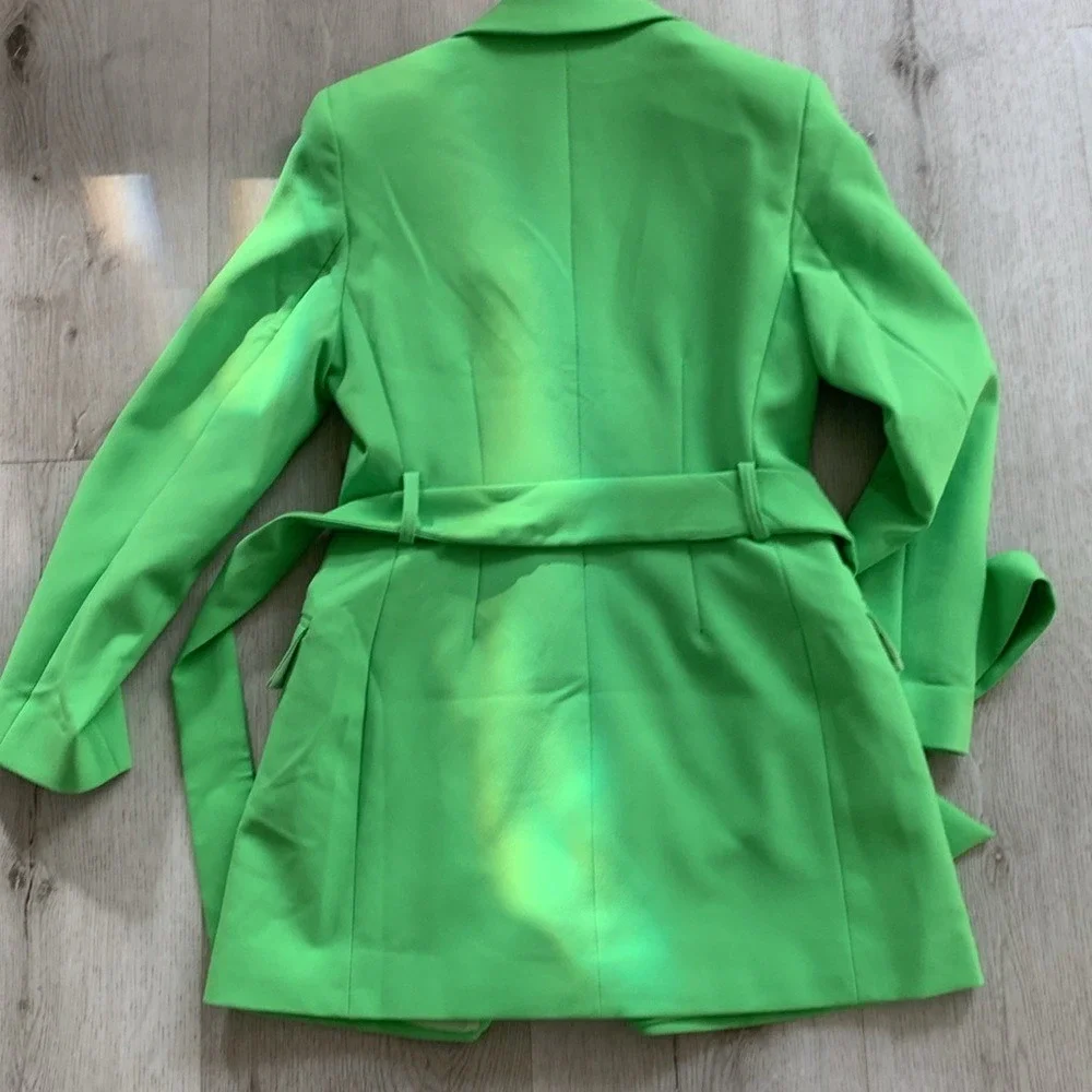 Asos Design wrap belted suit blazer‎ pop green neon size 4 double breasted new - Picture 15 of 15